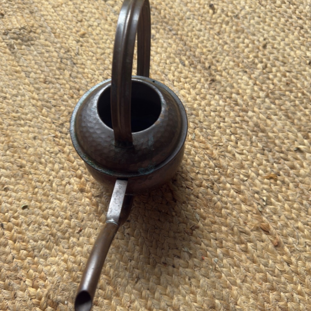 Vintage Hammered Copper Watering Can Small Gooseneck Spout Rustic Patina Decor - Picture 3 of 4